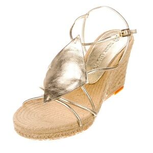Women’s TORY BURCH diamond patch espadrille wedge sandals- Size 6.5